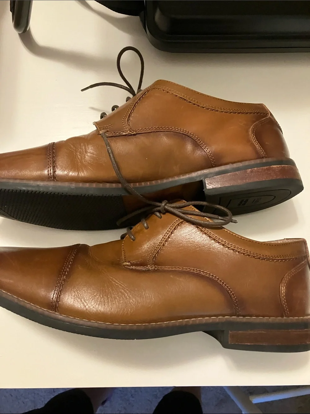 Nunn Bush Men's Tan Brown cap tie Leather Shoes comfort gel dress flex